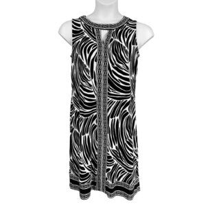 Dana Buchman Women's Black & White Abstract Print Career Wear Shift Dress